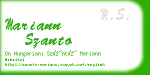 mariann szanto business card